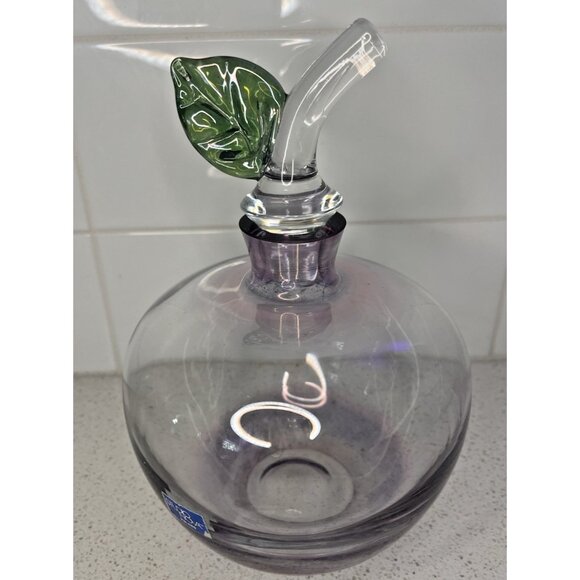 Poland Studio Nova Art Glass Purple Apple Carafe Decanter & Stopper w Label 8" - Picture 11 of 12